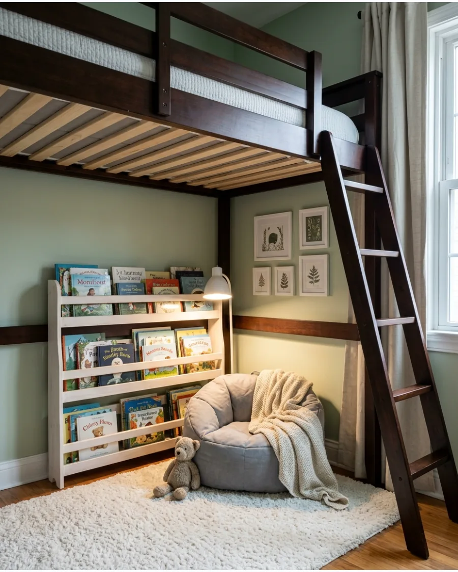 26. Under-Bunk Reading Nook