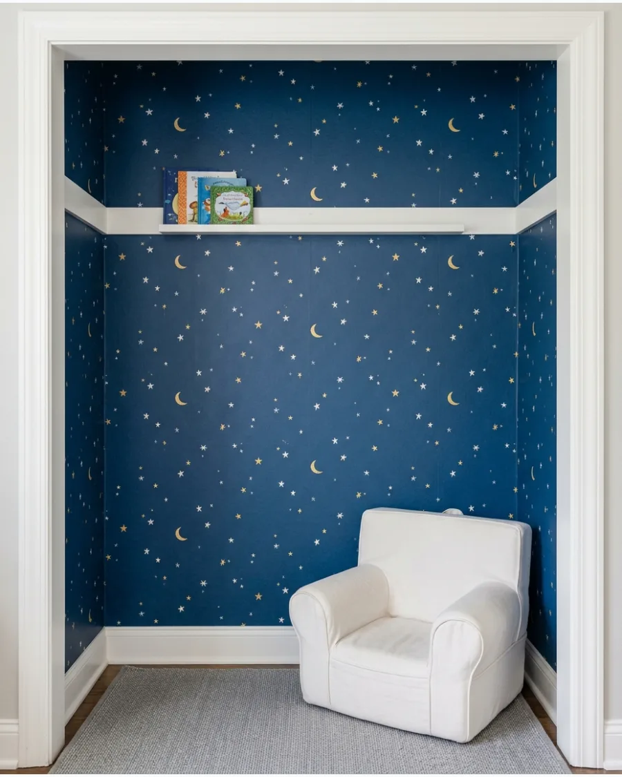 29. Closet Nook With Wallpaper