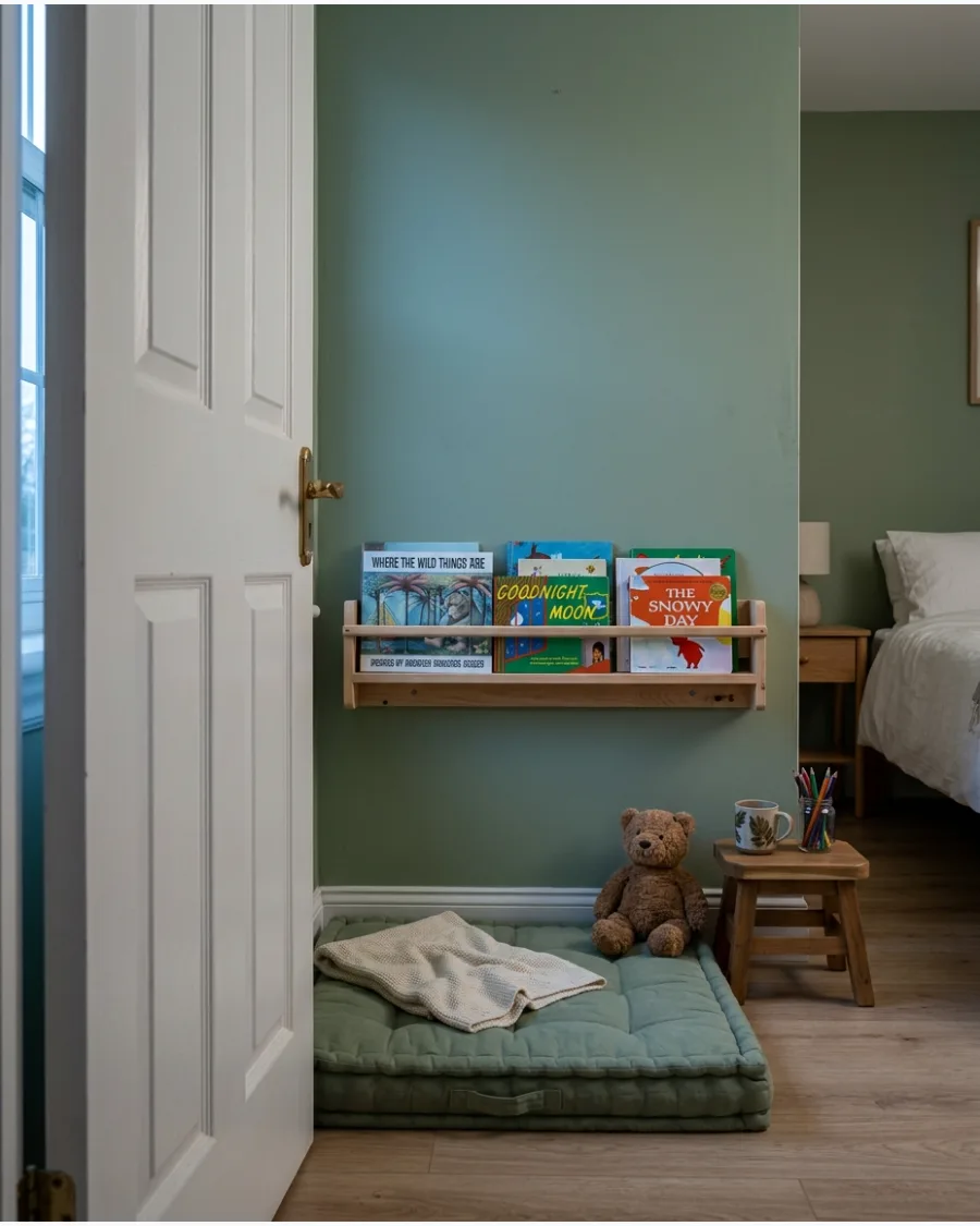 4. Reading Nook Behind the Bedroom Door