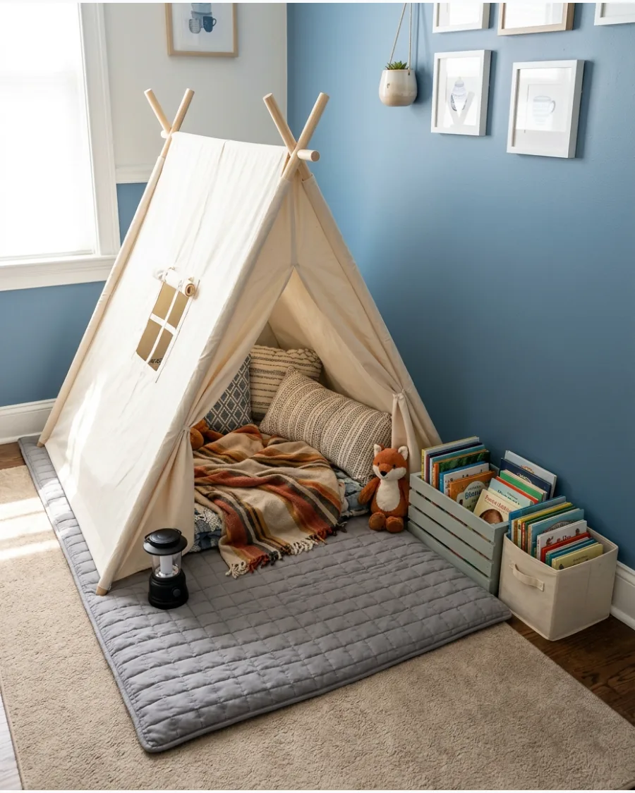 45. Camping Tent Reading Nook
