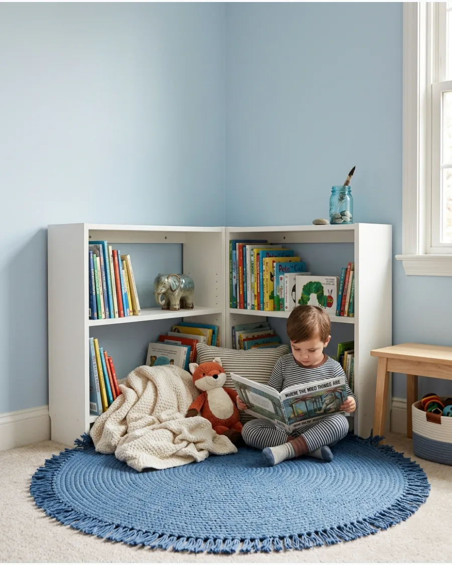 7. Bookshelf Corner Hideaway