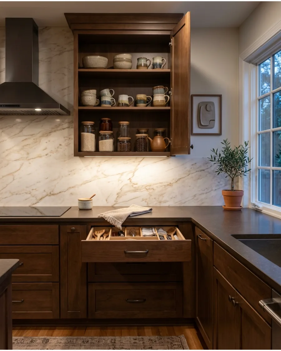 11. White Marble Slab Backsplash