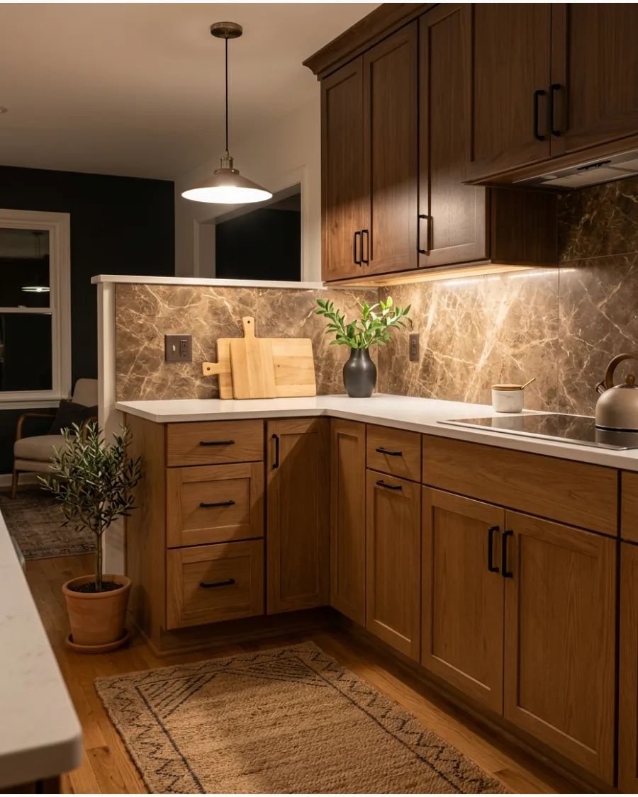 17. Brown Marble Backsplash