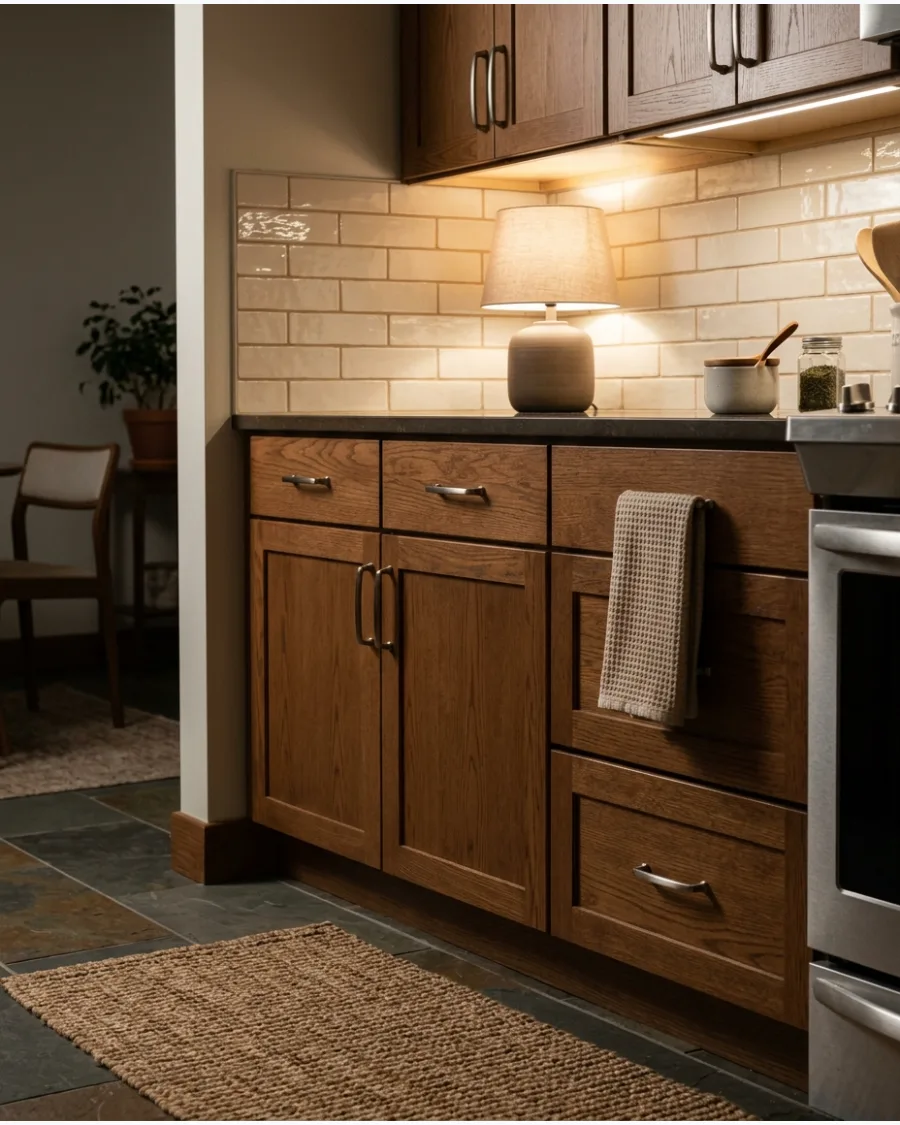 2. Cream Subway Tile Backsplash