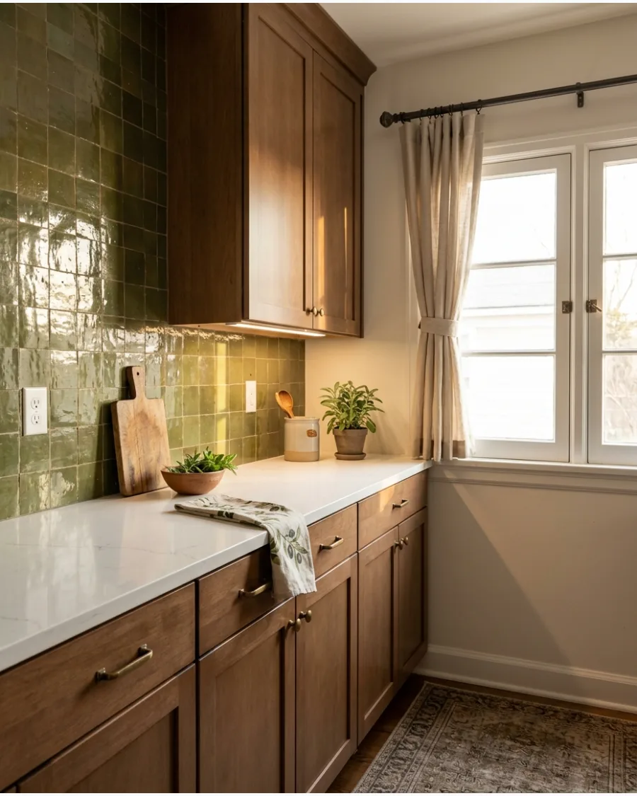 31. Olive Green Zellige Backsplash
