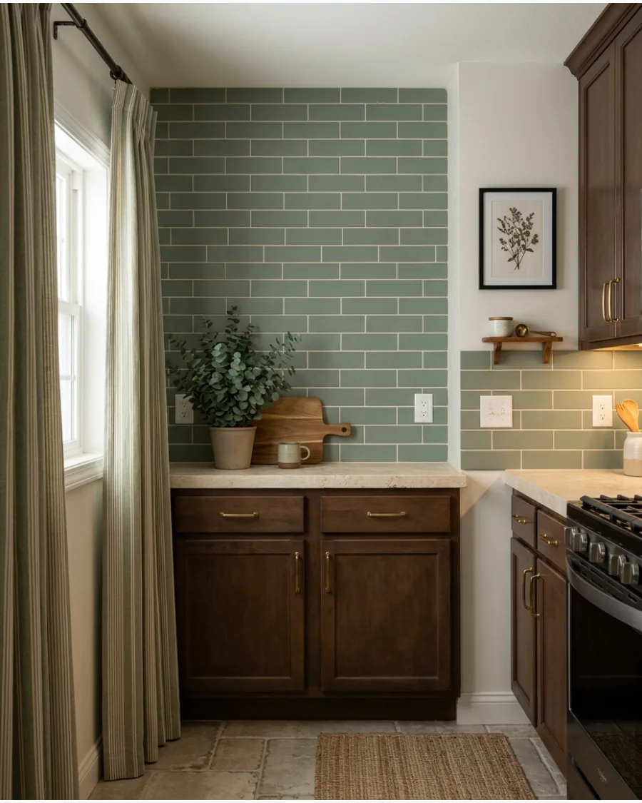 35. Eucalyptus Green Backsplash