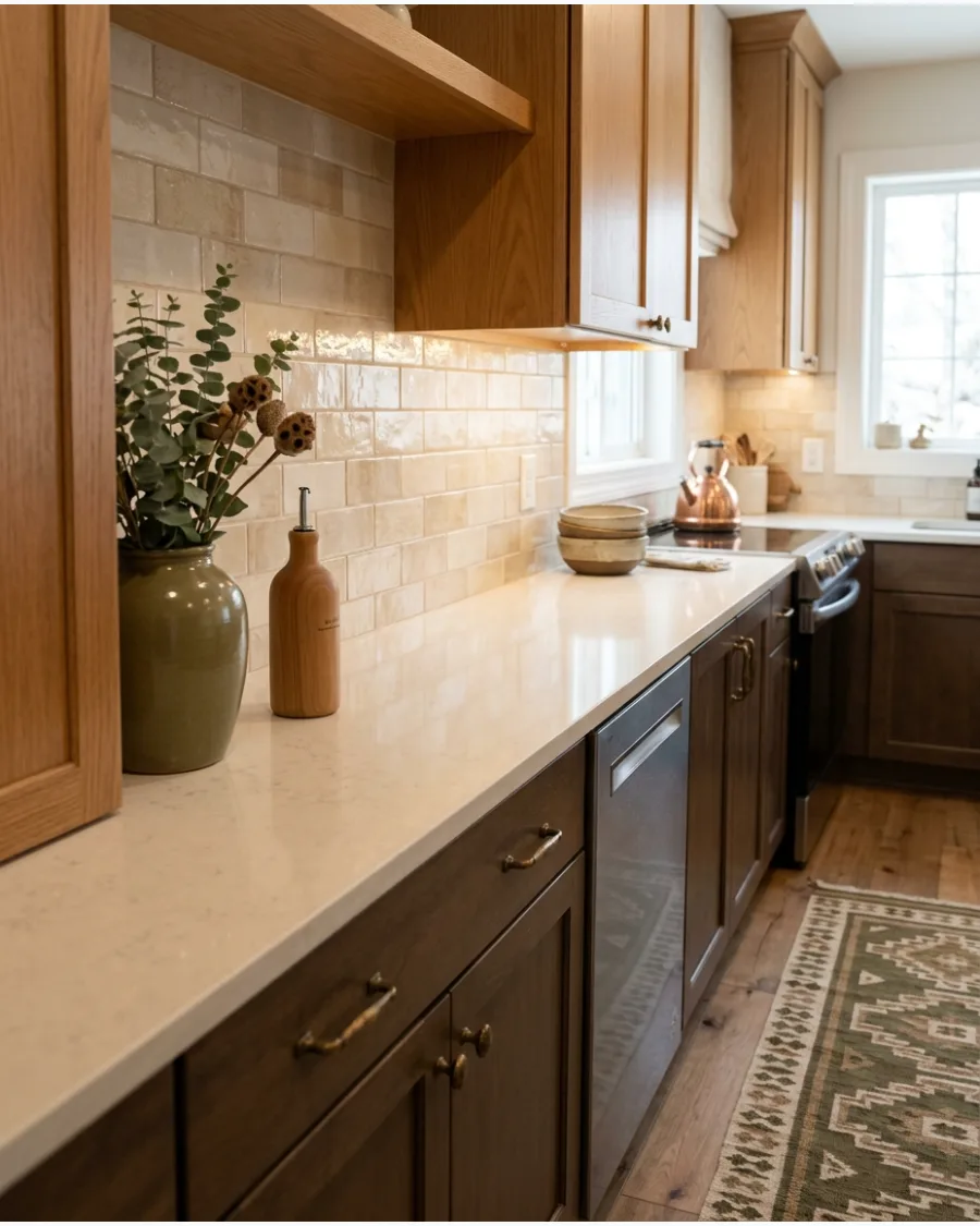 5. Beige Handmade Tile Backsplash
