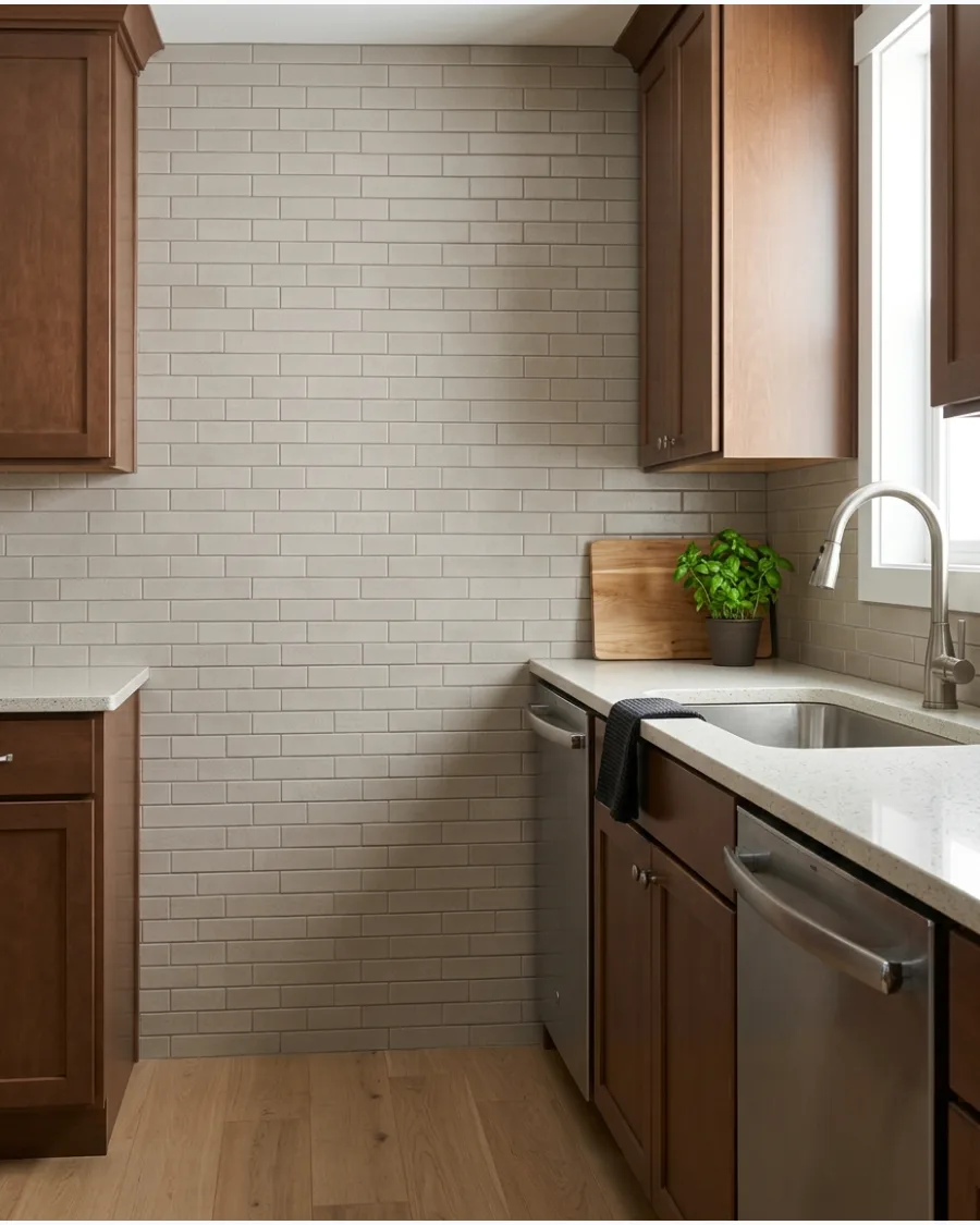 6. Greige Subway Tile Backsplash