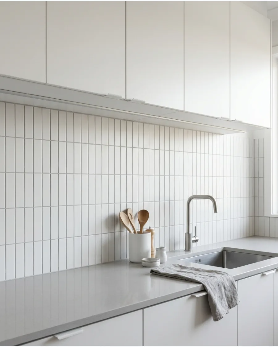 10. White Vertical Stack Tile