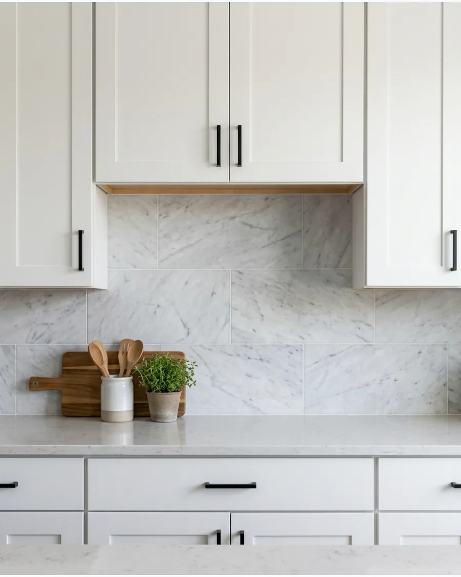 18. Honed Marble Backsplash