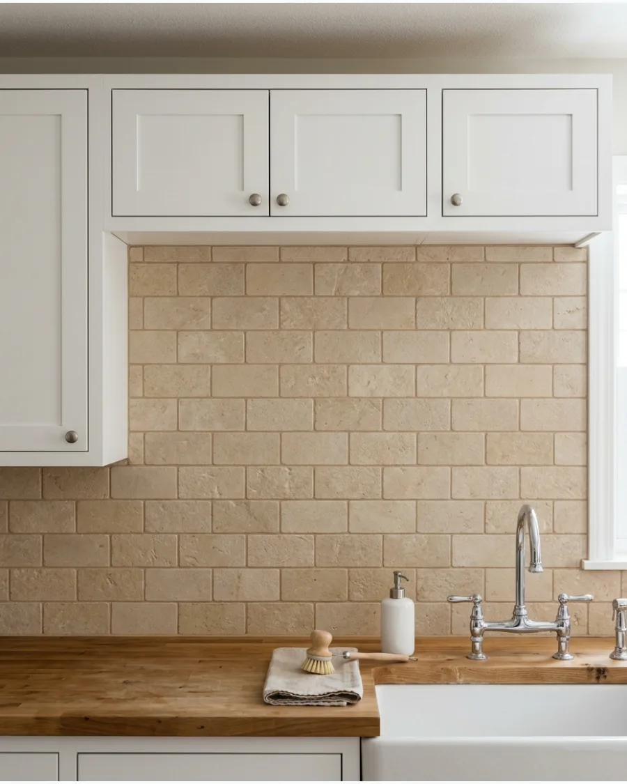 22. Limestone Backsplash