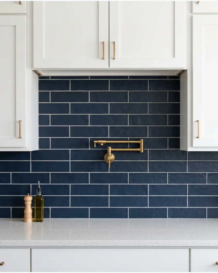 41. Navy Blue Backsplash