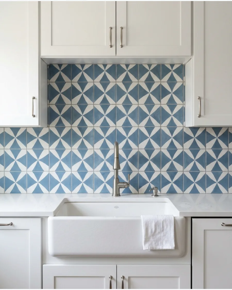 43. Blue and White Patterned Tile