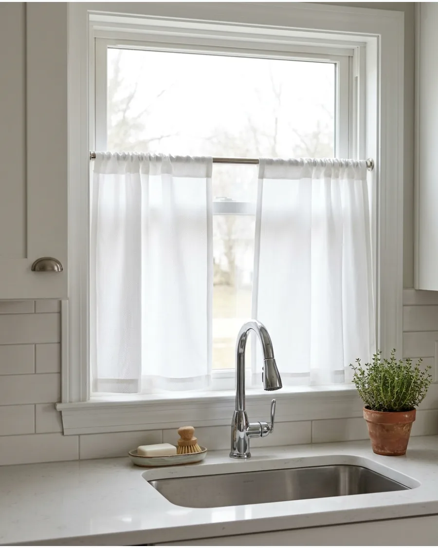 1. Classic White Café Curtains