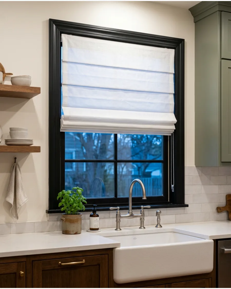 11. Tailored White Roman Shade