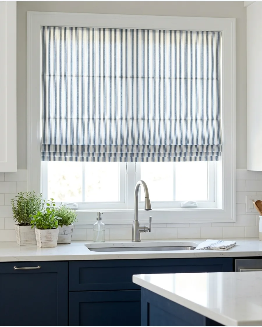 14. Striped Roman Shade