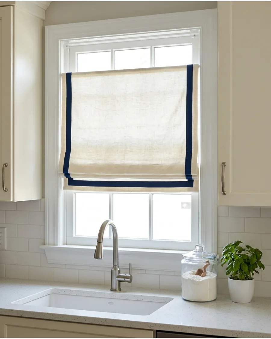 15. Roman Shade With Contrast Trim