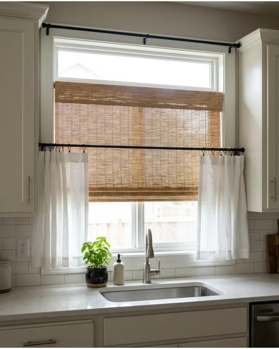 28. Layered Woven Shade and Curtains