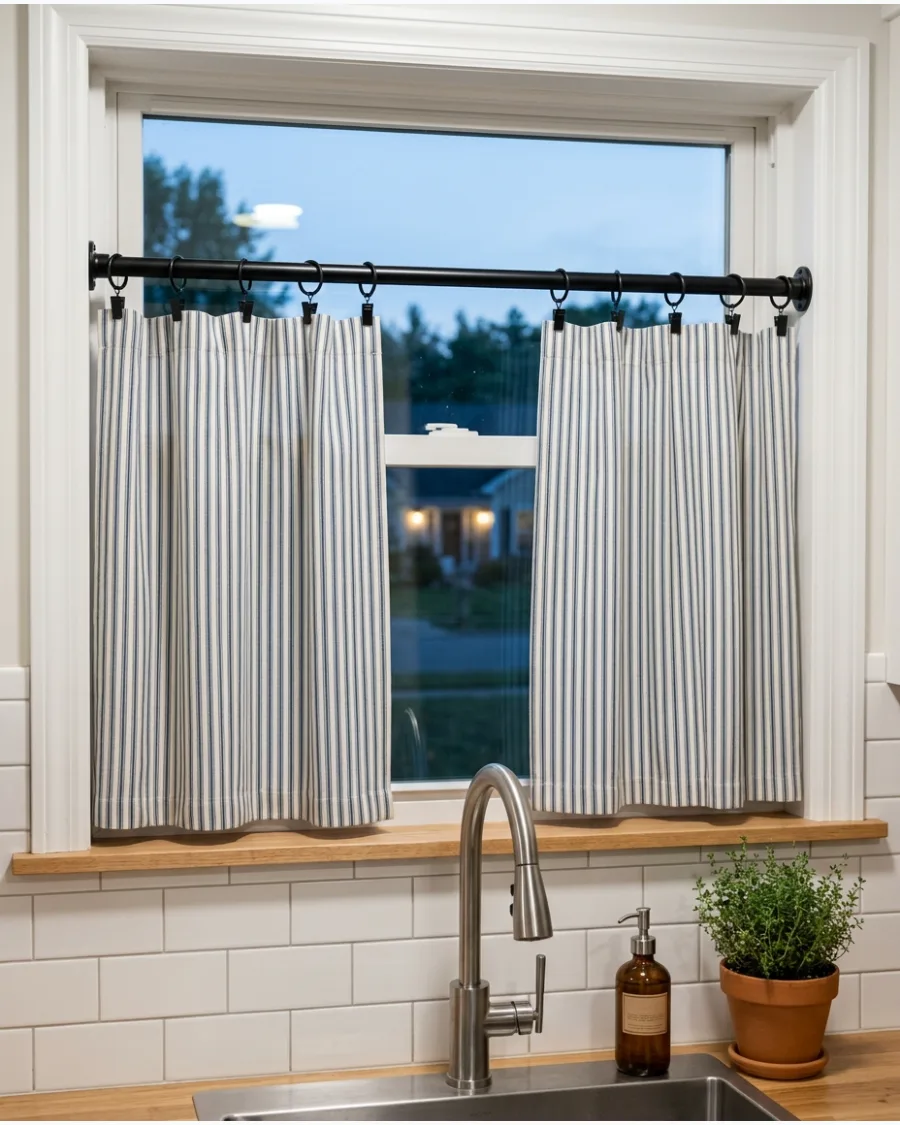 3. Striped Café Curtains