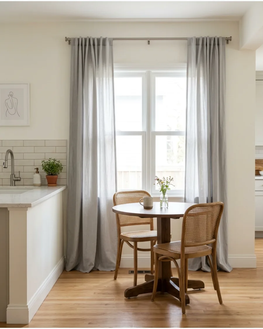 48. Full-Length Curtains in a Breakfast Nook