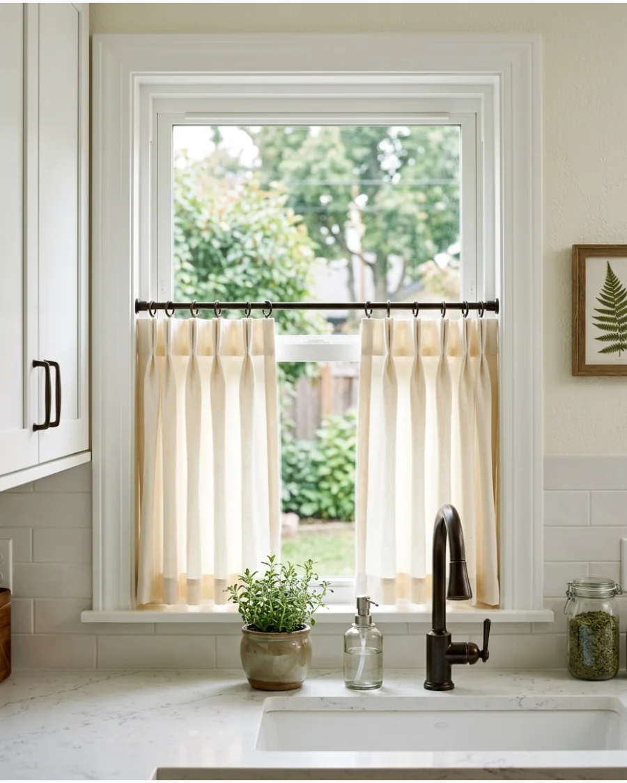6. Pinch-Pleat Café Curtains