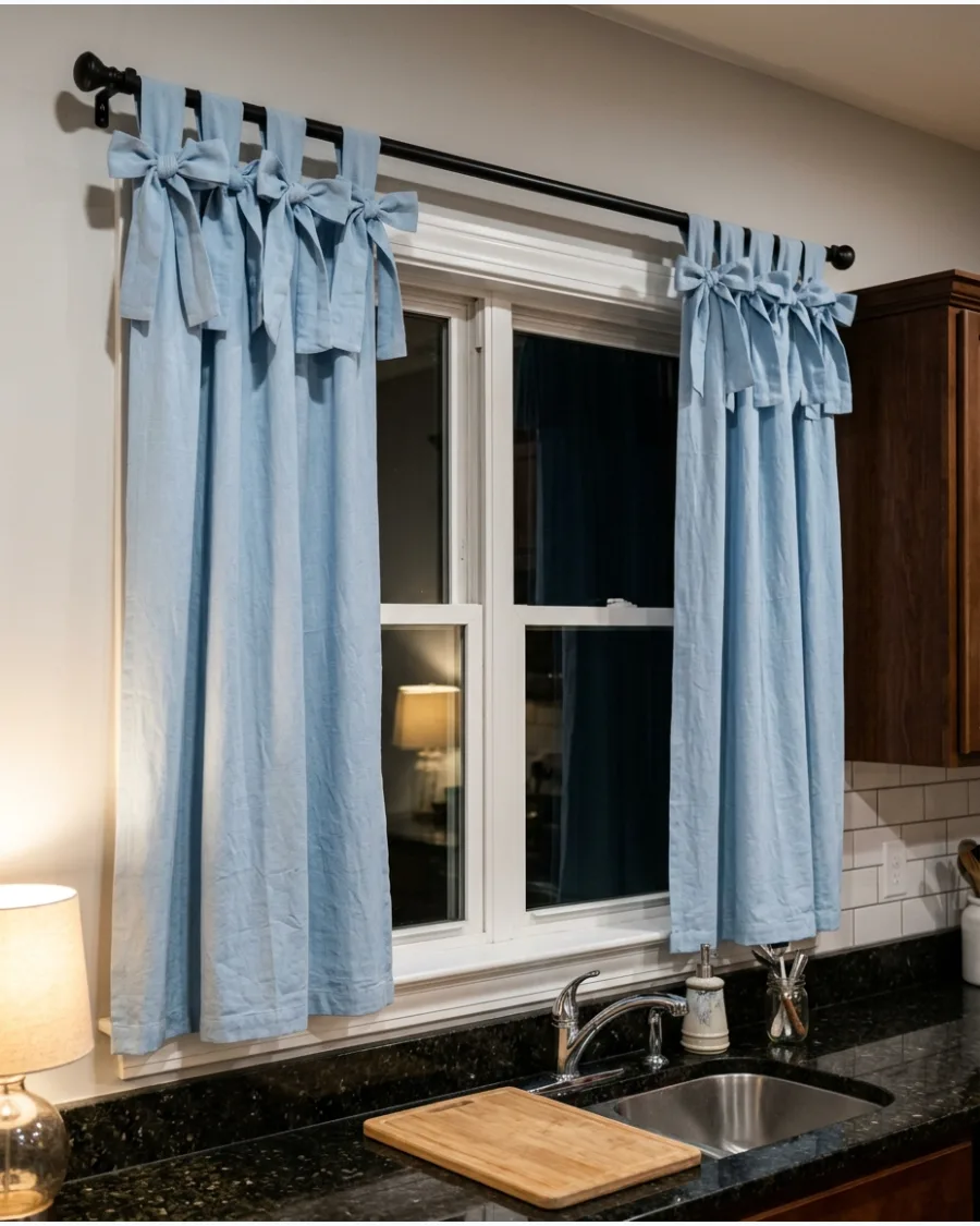 9. Tie-Top Kitchen Curtains