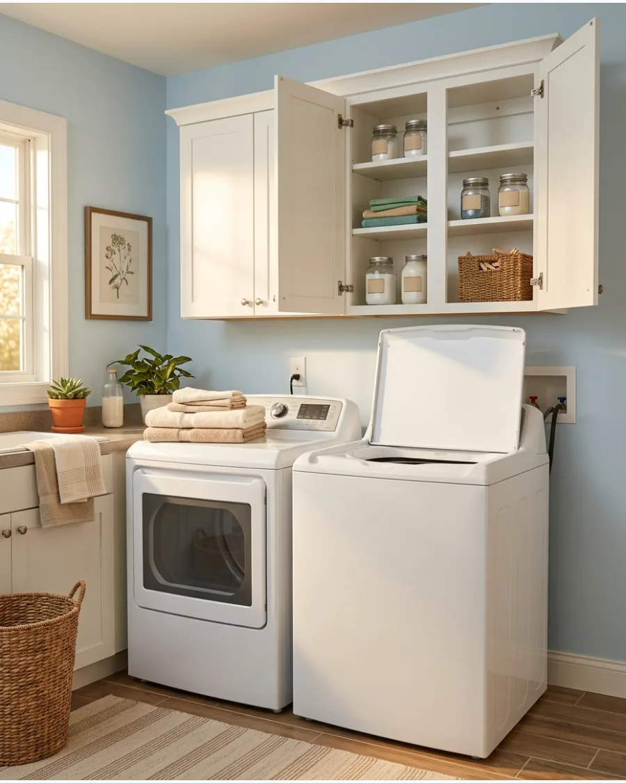15. Shallow Cabinets Above Top-Load Machines