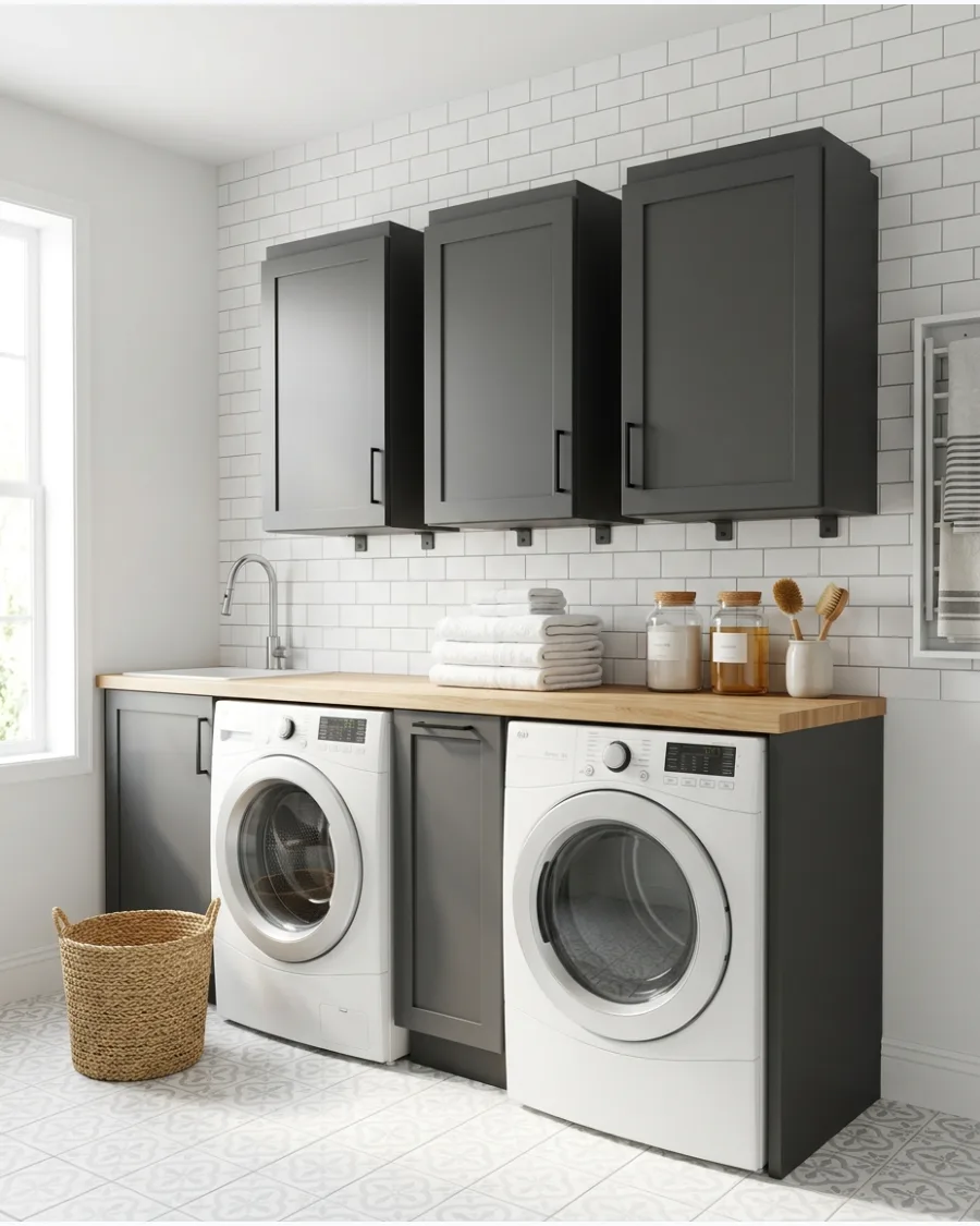 16. Floating Cabinets Above the Laundry Counter