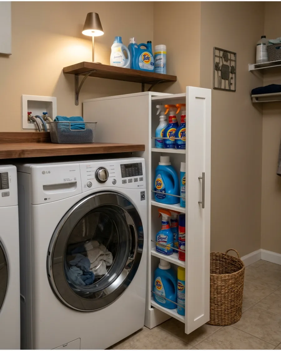 17. Narrow Cabinet Beside the Washer