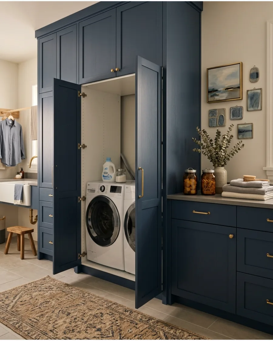 25. Washer and Dryer Hidden Behind Cabinet Doors