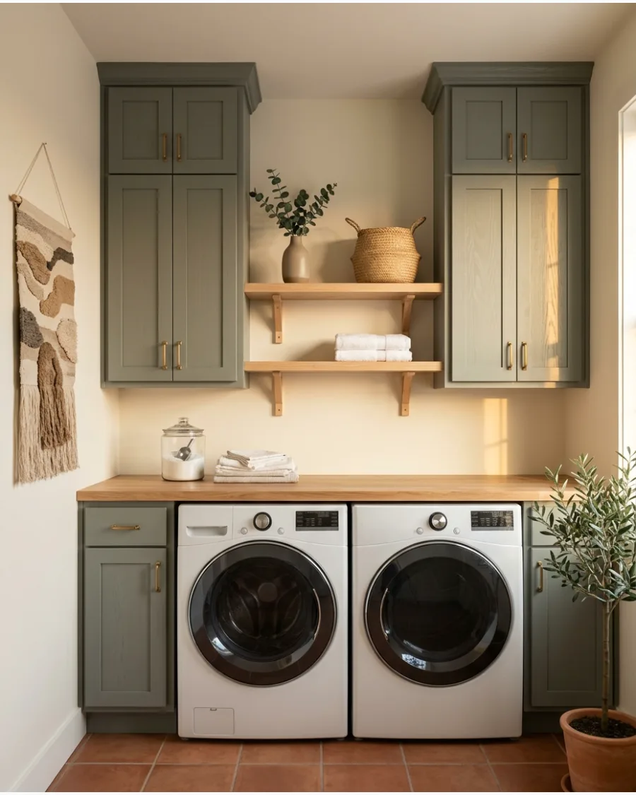 39. Warm Eucalyptus Cabinets