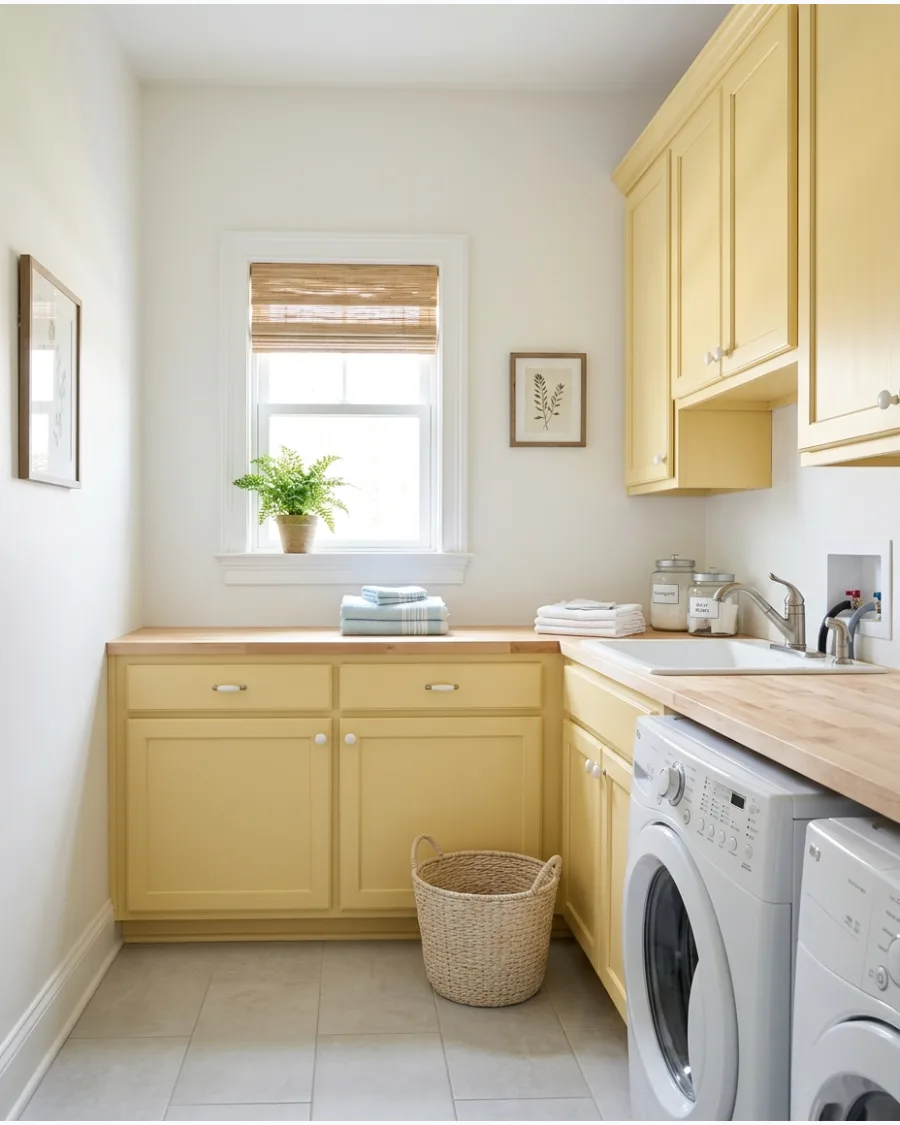 40. Soft Yellow Laundry Cabinets