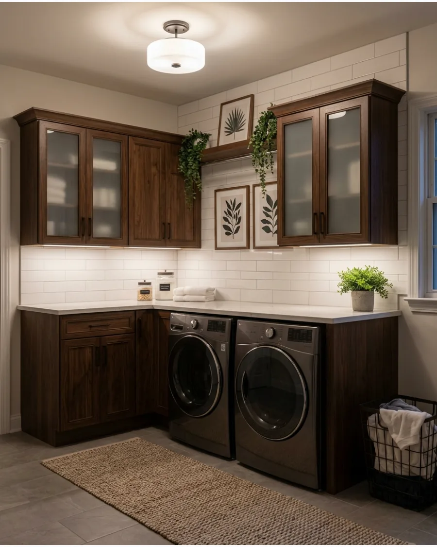 45. Dark Walnut Laundry Cabinets