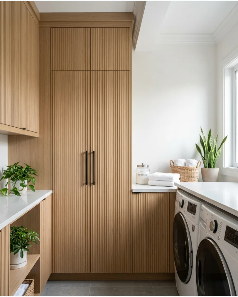 46. Reeded Wood Cabinet Doors