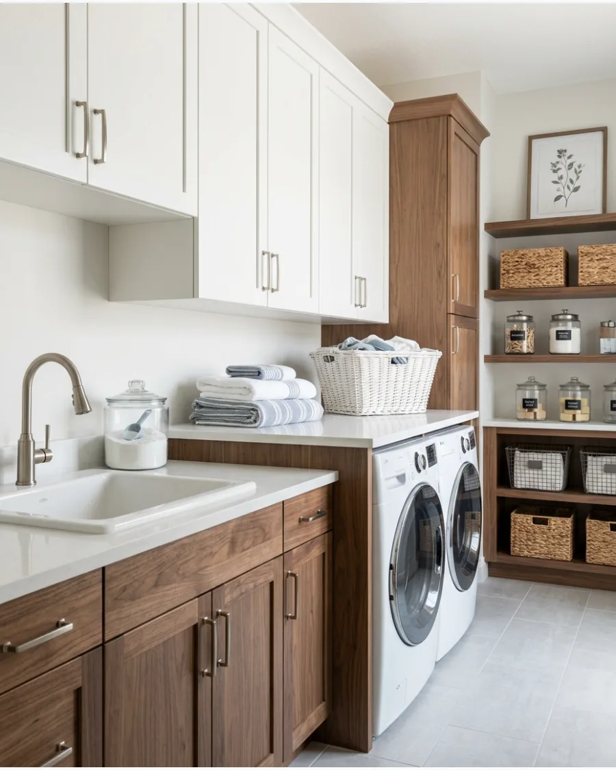 48. Mixed Wood and Painted Cabinets