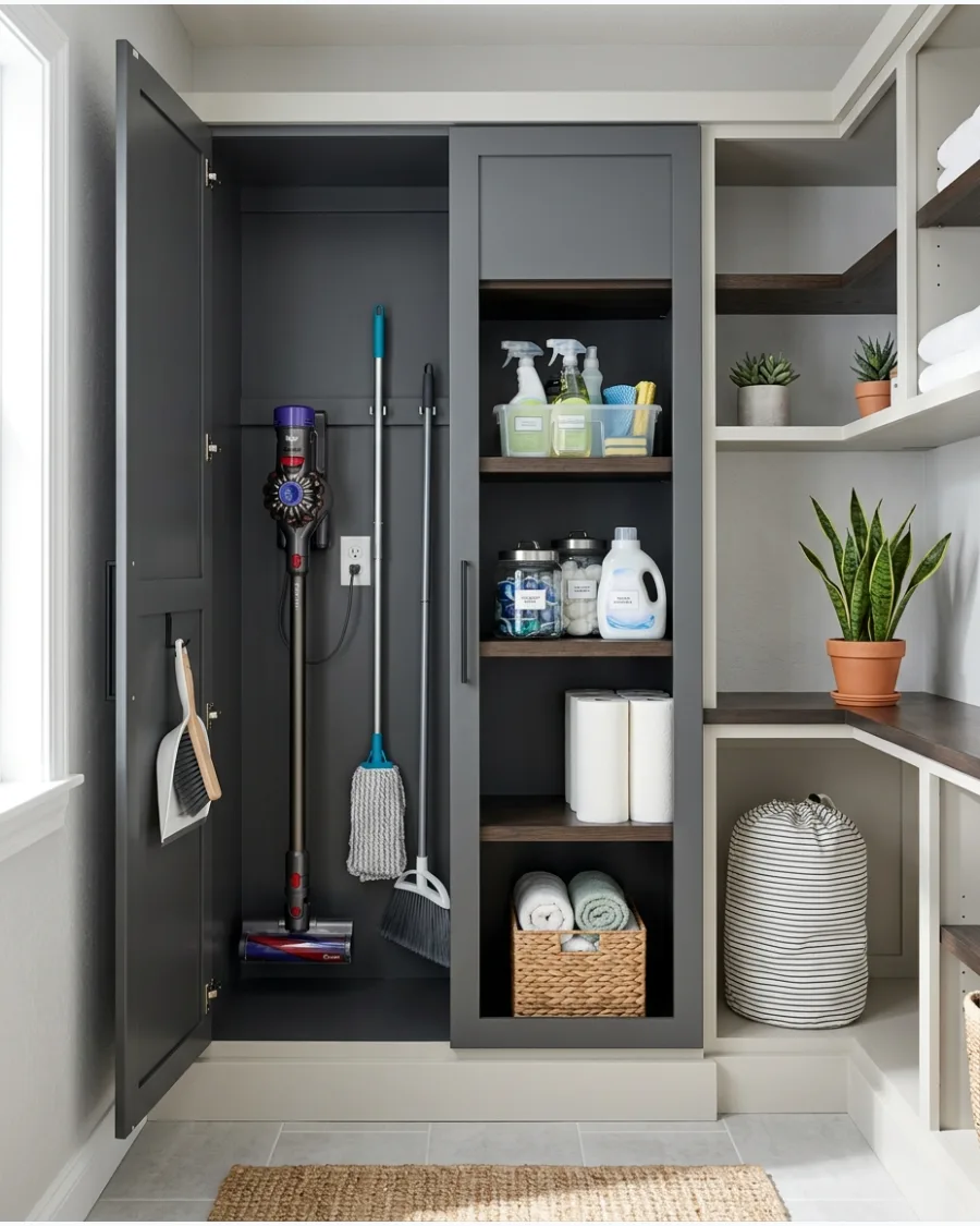 55. Cleaning Supply Cabinet With Tool Storage