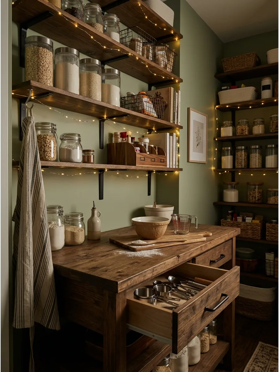 10. Pantry Shelving With a Prep Zone