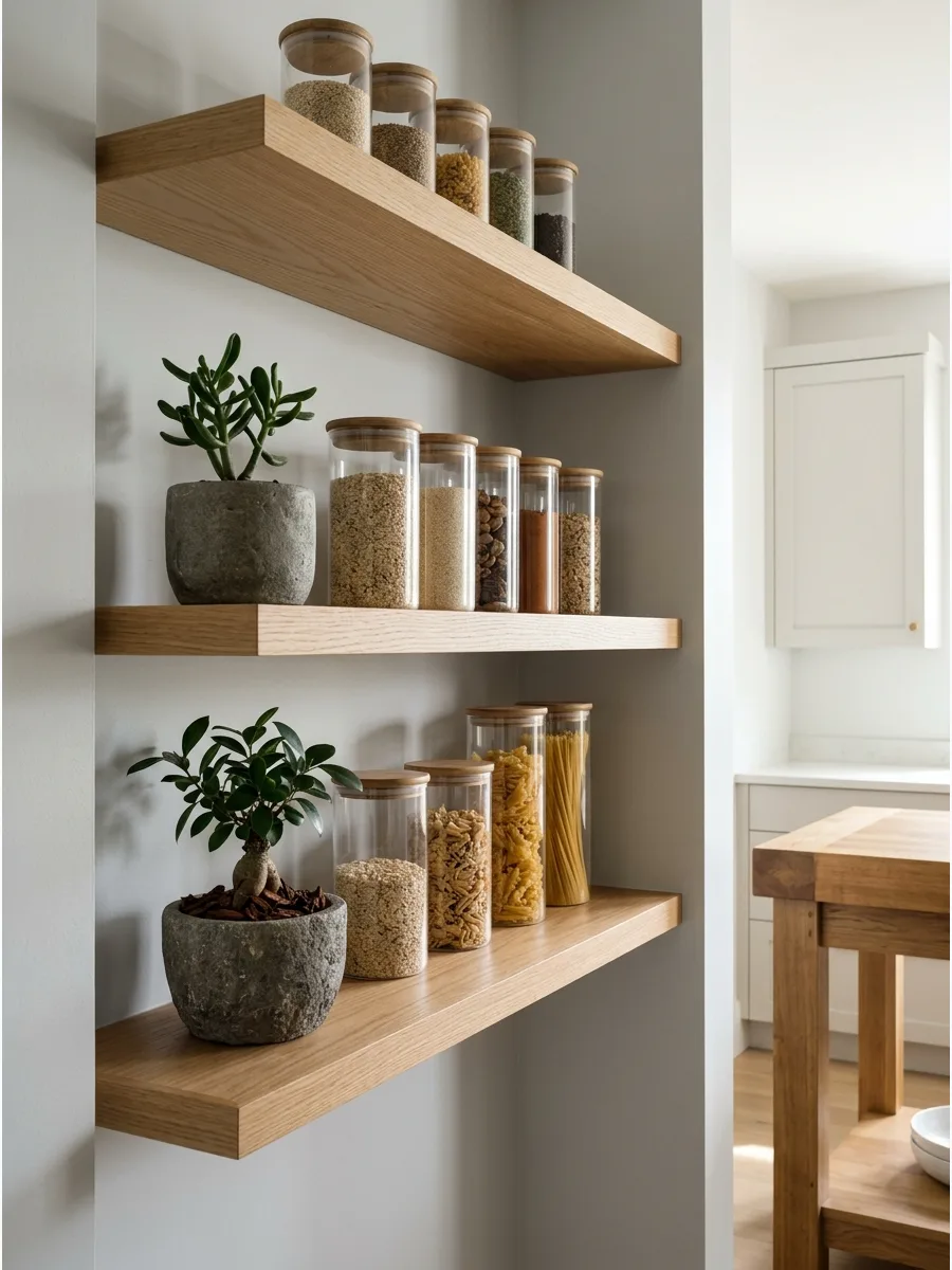 15. Floating Pantry Shelves