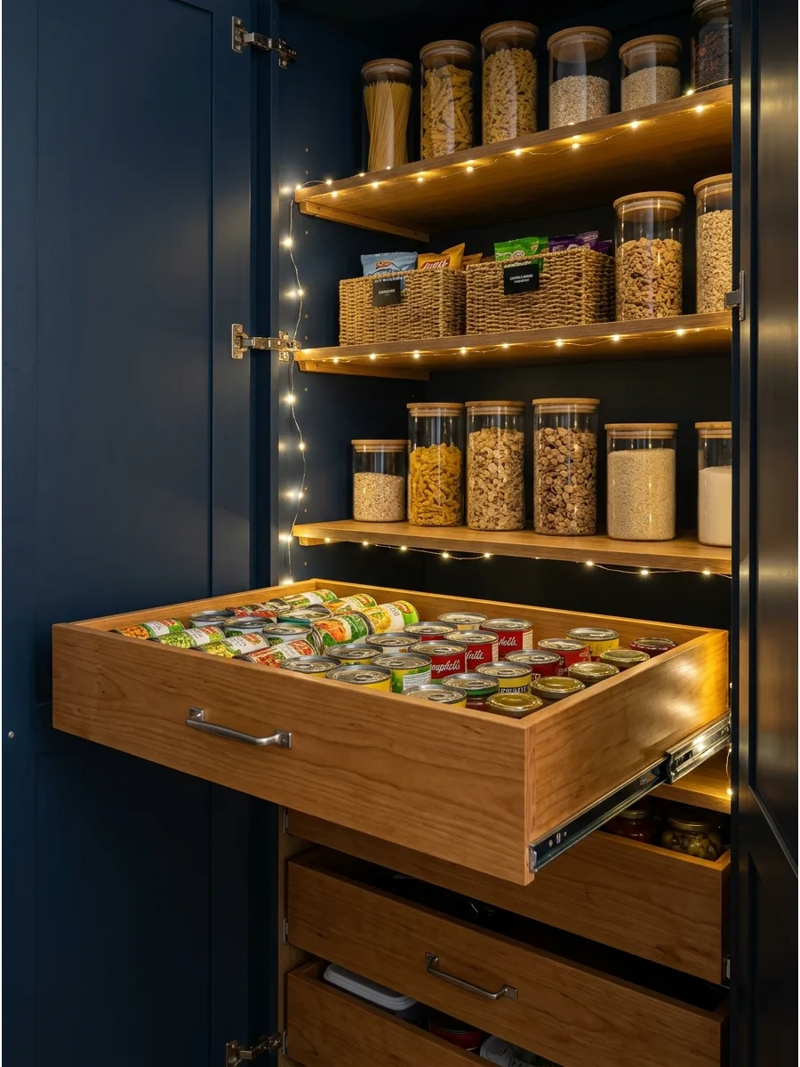21. Pull-Out Pantry Shelves