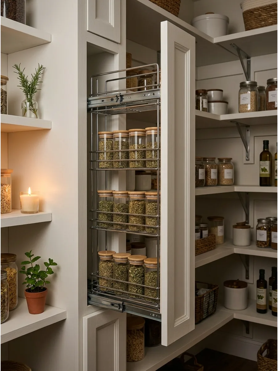 27. Narrow Pantry Pull-Out Racks