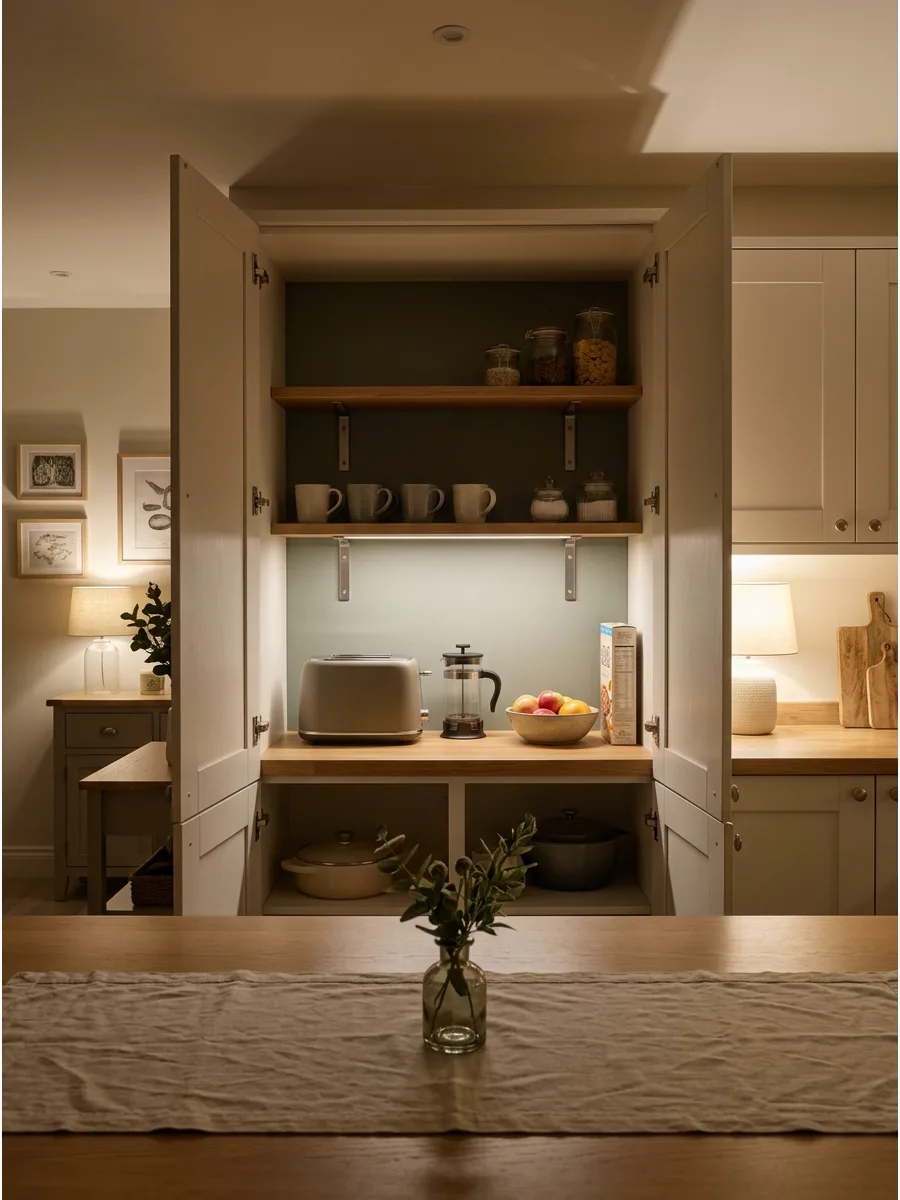 28. Hidden Breakfast Station Shelves