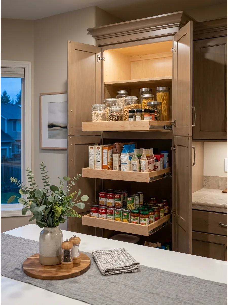 29. Pantry Cabinet With Roll-Out Shelves