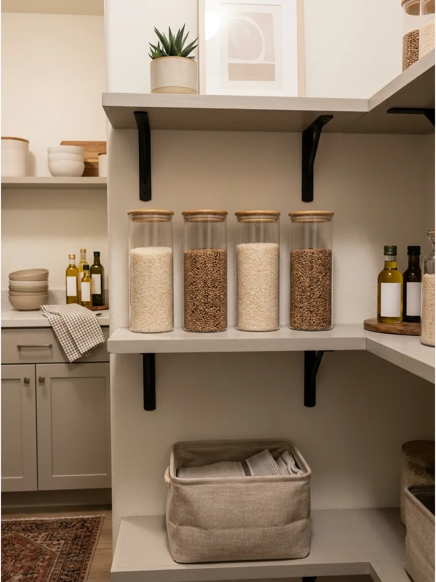 33. Open Shelves With Matching Jars