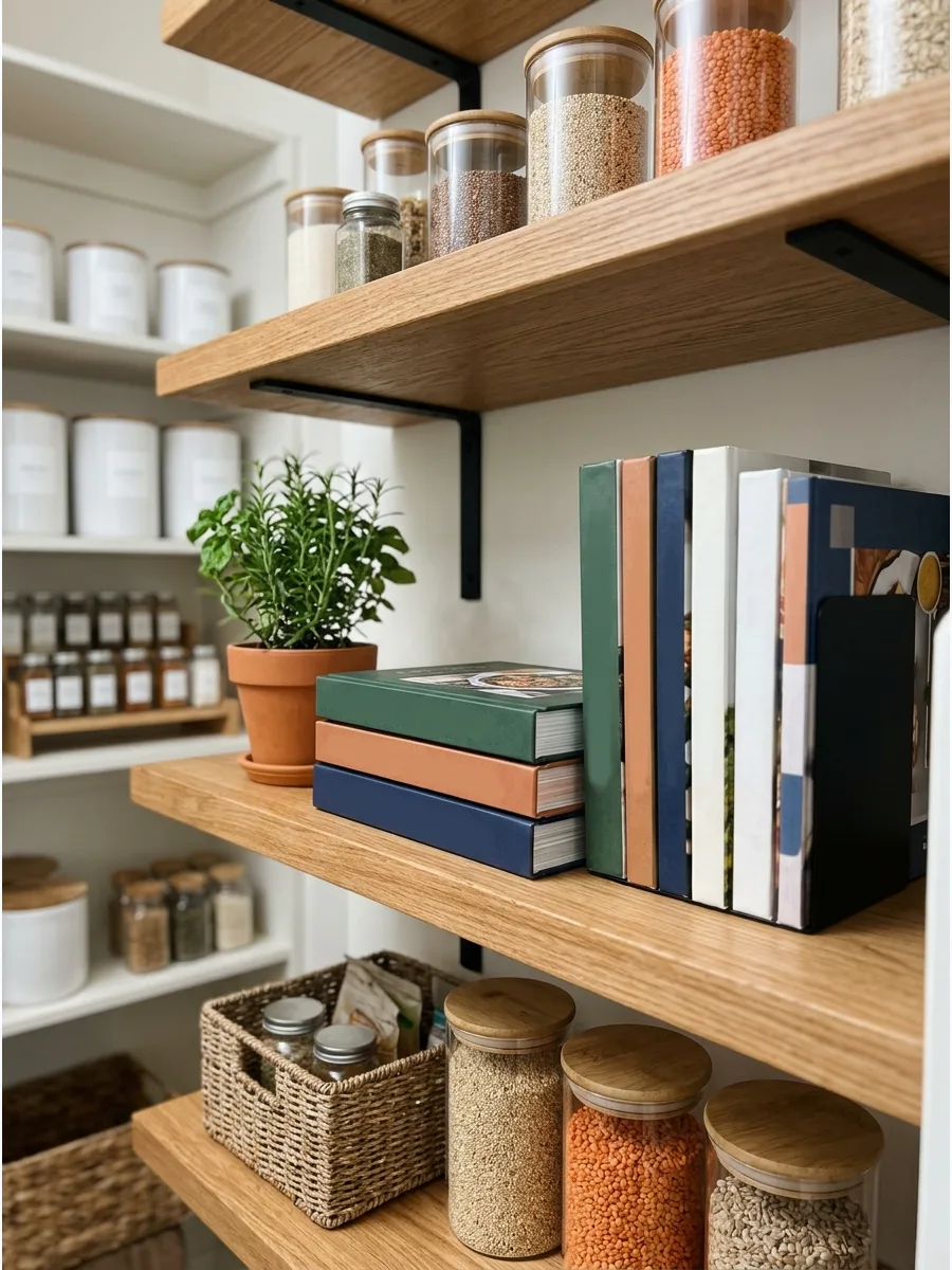 36. Pantry Shelves With Cookbooks