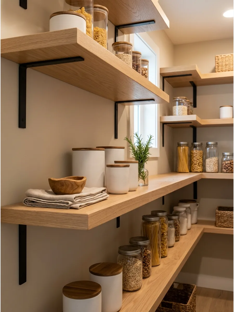 40. White Oak Pantry Shelves