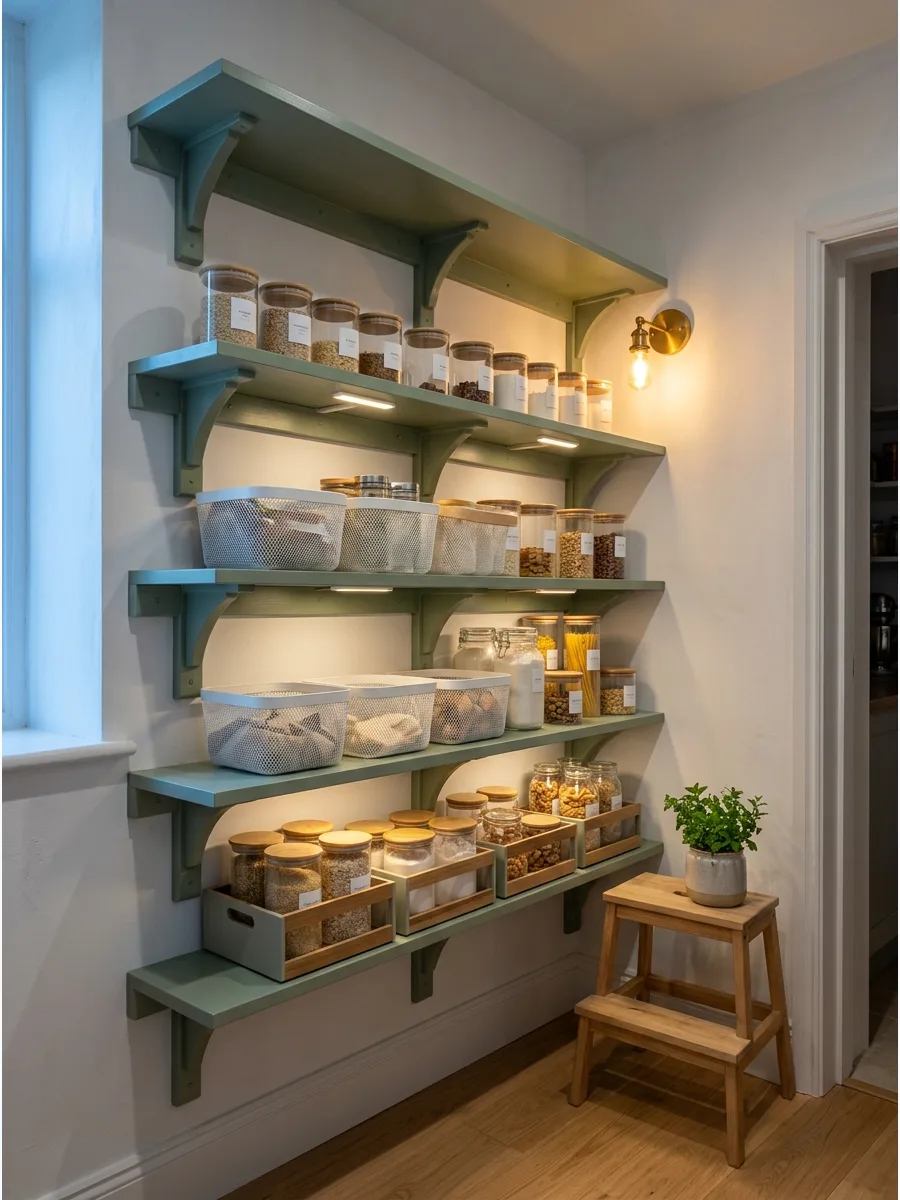 42. Painted Pantry Shelves