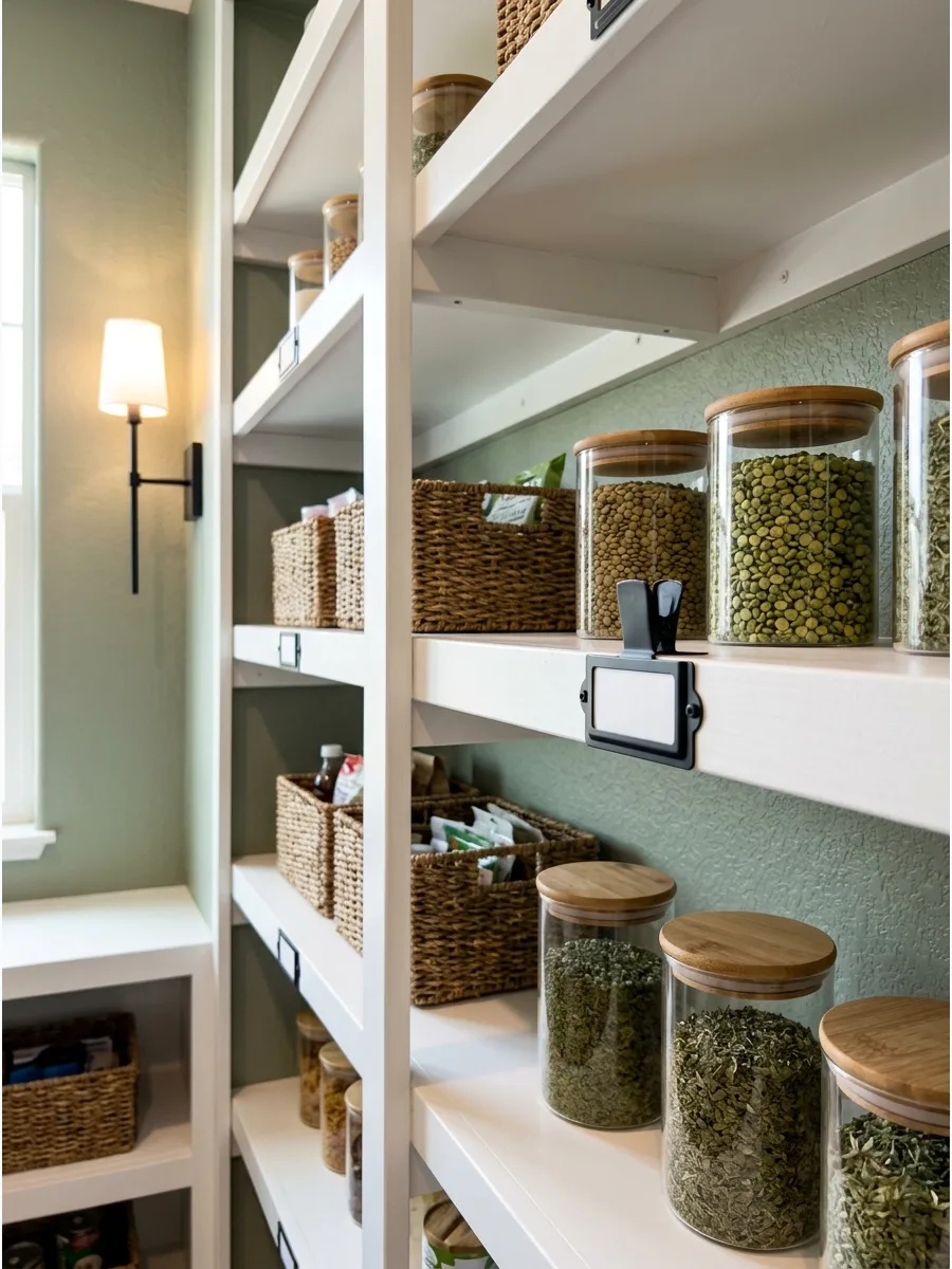54. Labelled Pantry Shelf System
