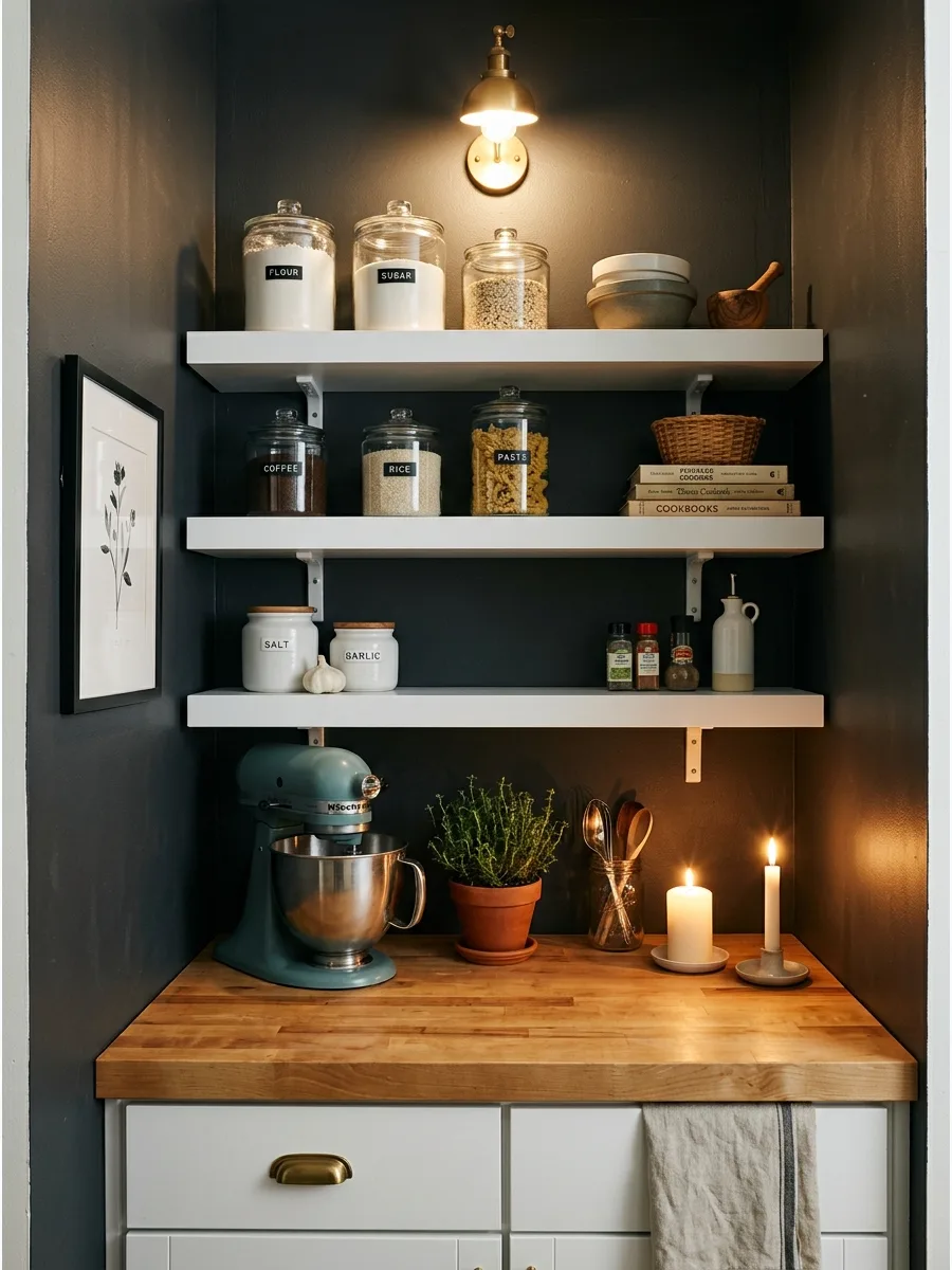 8. Pantry Shelves Above a Countertop