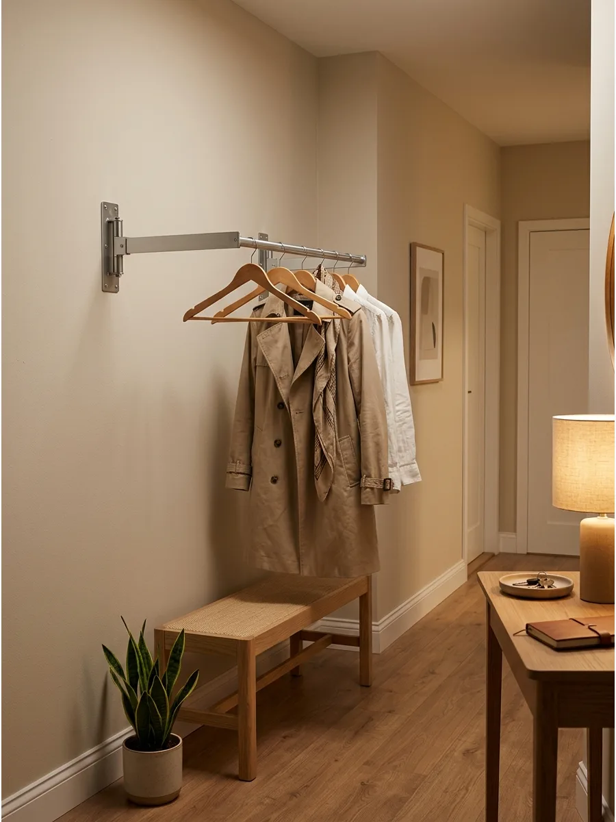 32. Add a Fold-Away Clothing Rack