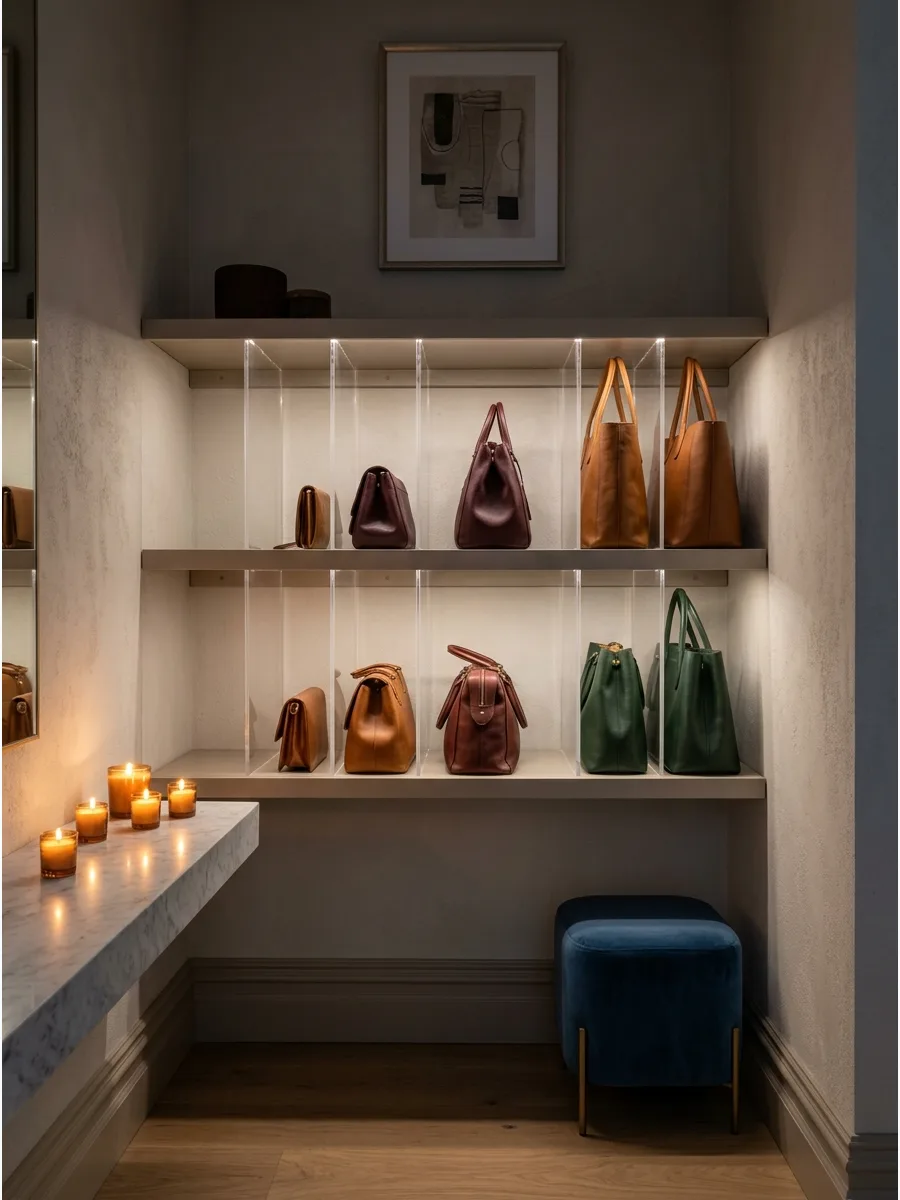 37. Display Handbags in Vertical Cubbyholes